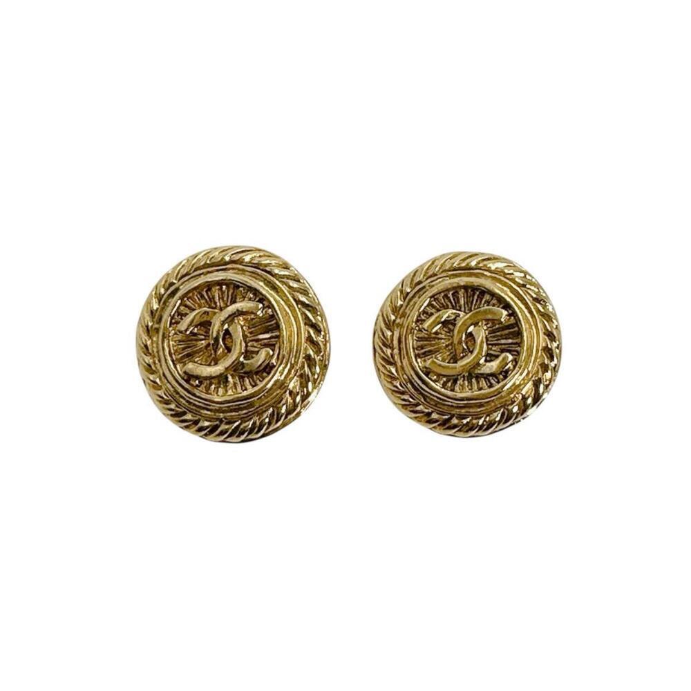 CHANEL Vintage Gold Logo Earrings